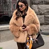 New Arrivals 5 Colors S-XL Women's Artificial Fox Fur Elegant Winter Warm Turn-Down Collar Down Filled Plain Dyed Woven  Plush Coat Outdoor Snow Boots Outerwear Jackets Ladies Winter Clothing Supplies