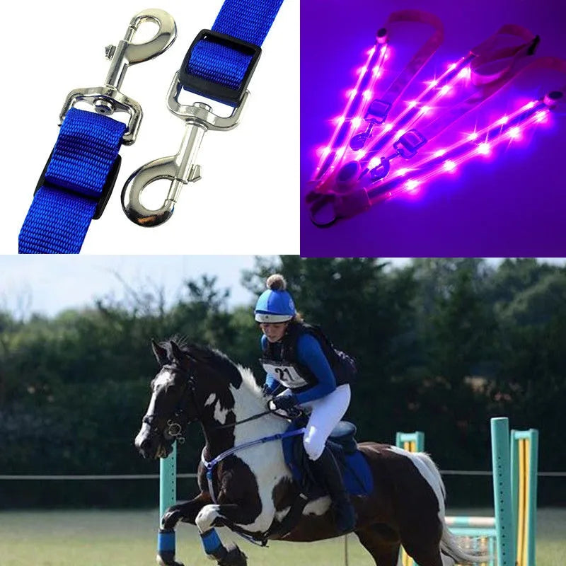 Horse Webbing Horse Collar Chest Strap Horsetail Night Visible LED Lights Chest Strap Safety Riding Gear Equestrian Products