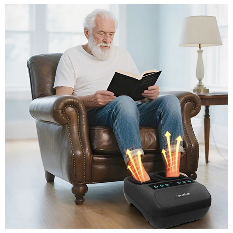 NEW Arrivals Heat Kneading and Air Compression Electric Remote Control Foot Massager Vibration Air Pressure Massage Machine Arthritis Blood Circulation Therapy Pain Relief Treatment Relaxation Health Care Supplies