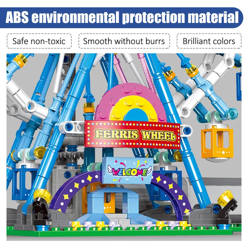 Christmas Gift Electric Bricks City Friends MOC Rotating Ferris Wheel Building Blocks with Light Toys Christmas Gifts