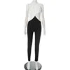 NEW Arrivals Black Color European American Cross-Border Women's Hot Sexy Spring Summer Criss-Cross Neck Full Length Tight-Fitting Jumpsuit Evening Party Night Clubwear Bodysuit Women Sexy Apparel Supplies