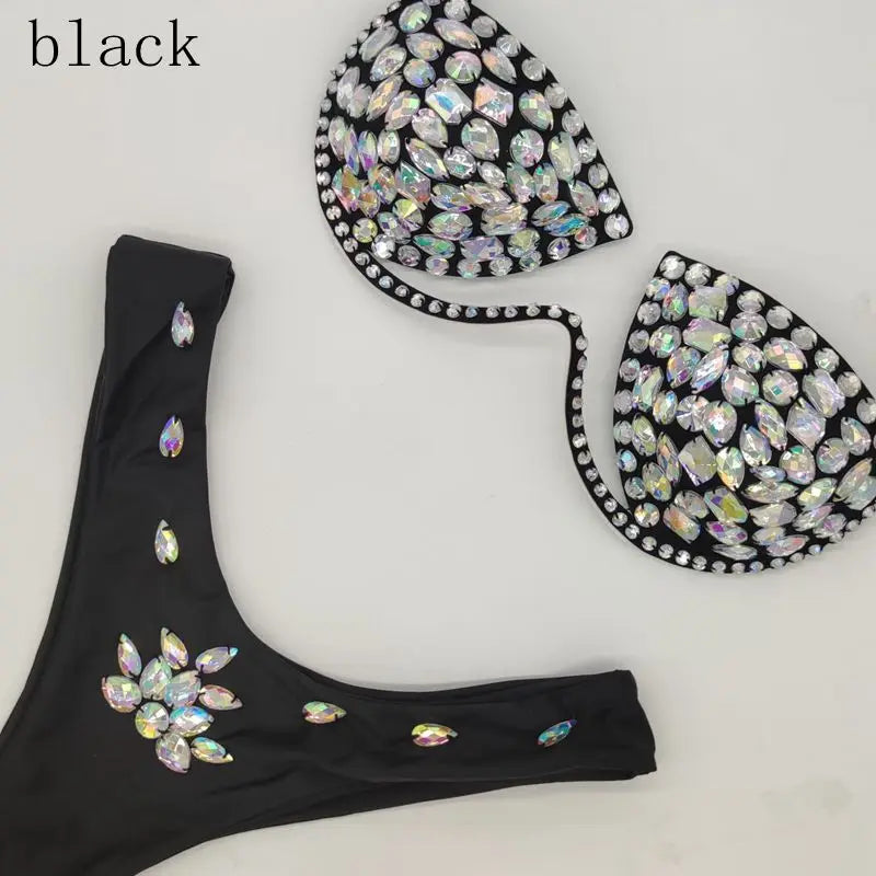 10 Colors Luxurious Diamond Sexy Bikini Crystal Bikini Swimwear Plus  Sizes Rhinestone Swimsuit Summer Beachwear