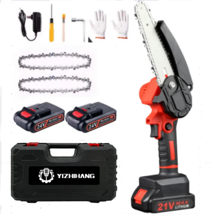NEW CE 88V Mini Electric Chain Saw Handheld Wood Cutting Garden Pruning Rechargeable Portable Chainsaw Tree Branches Cutter Plants Pruner Home Gardening Supplies