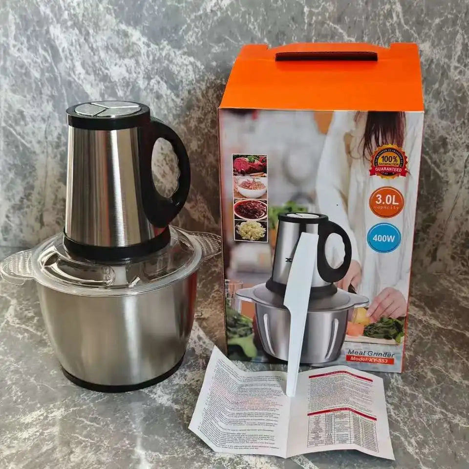 2L 3L 5L Stainless Steel Electric Meat Grinder High Speed Food Processor Home Baby Food Blender for Fruit Vegetable Kitchen Use  Household Appliances