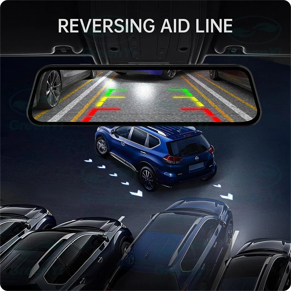 NEW 9"inch 4K GPS Front 1080P Rear Dual Lens Mirror Dash Cam Car DVR Recorder with Wi-Fi GPS Navigator 24H Parking Monitor Night Vision Touch Screen Car Security Accessories