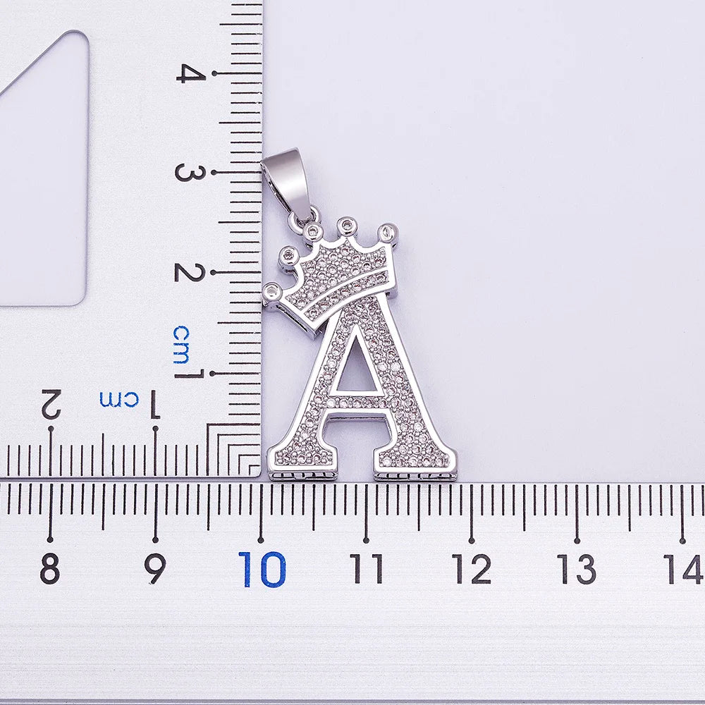 Hot Sale A-Z Letters Crown Pendant Initial Alphabet Necklace For Women Men Accessories Name Jewelry  Party Birthday Gifts