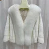 8 Colors Top Luxury Natural Real Fox Fur Collar Mink Fur Coat Women Winter Luxury Mink Fur Poncho Outerwear Jackets Evening Party Prom Wedding Guest Christmas Gift for Wife Girlfriend Ladies Luxury Apparel Supplies.