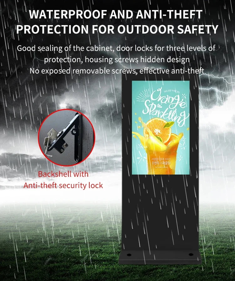 HOT SALE 43/49/55* inch Outdoor Android 11 Digital Signage LED Display IP66 Rated Capacitive Touchscreen 1 Year Warranty Vertical Horizontal Shopping Mall Business Shops Advertising System.