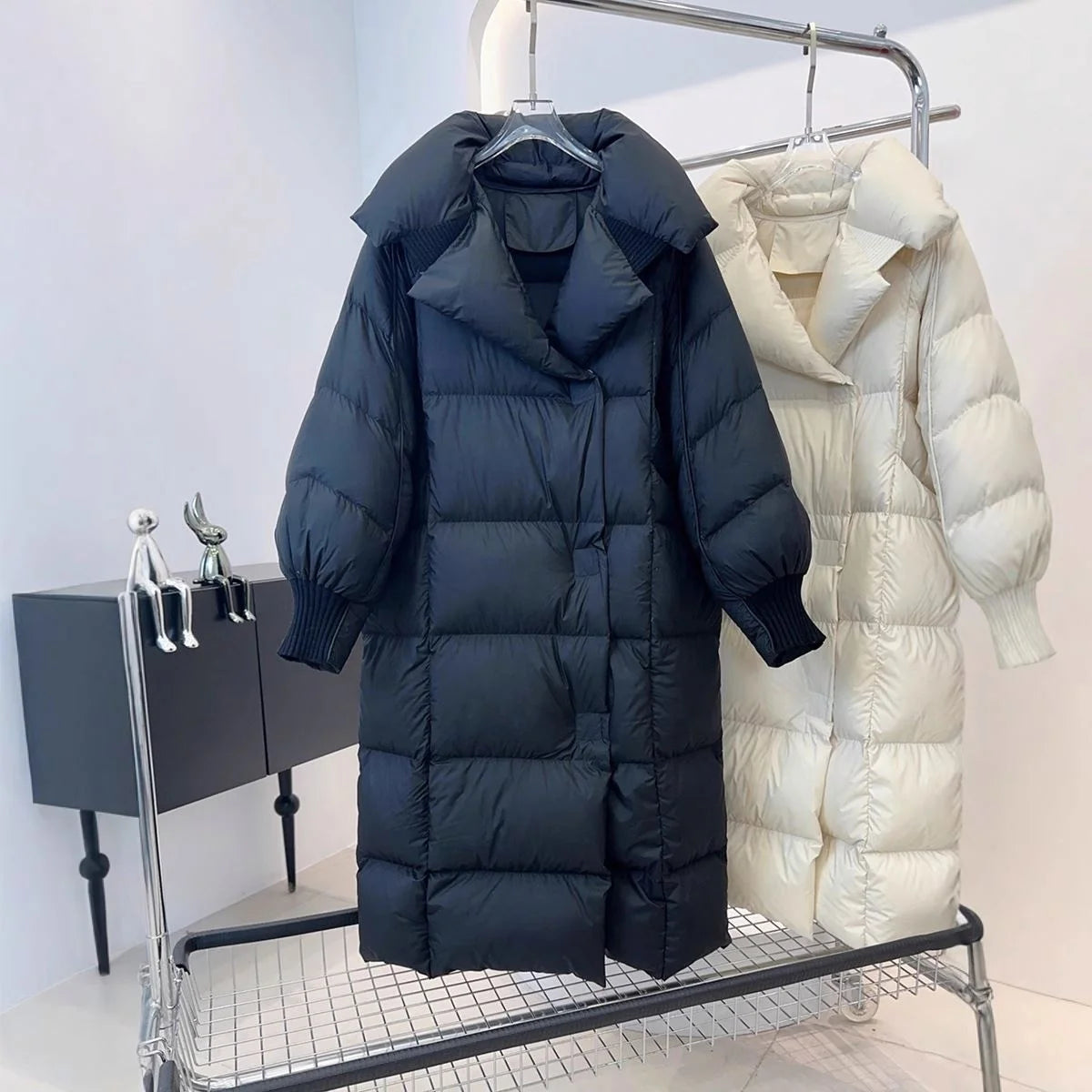 Top Quality Winter  Cotton Jacket Women's Style Over Knee Long New Style Fashion Thickened Puff Feeling Oversized Loose Windproof Coat Snow Boots Outerwear Jackets Ladies Winter Apparel Supplies