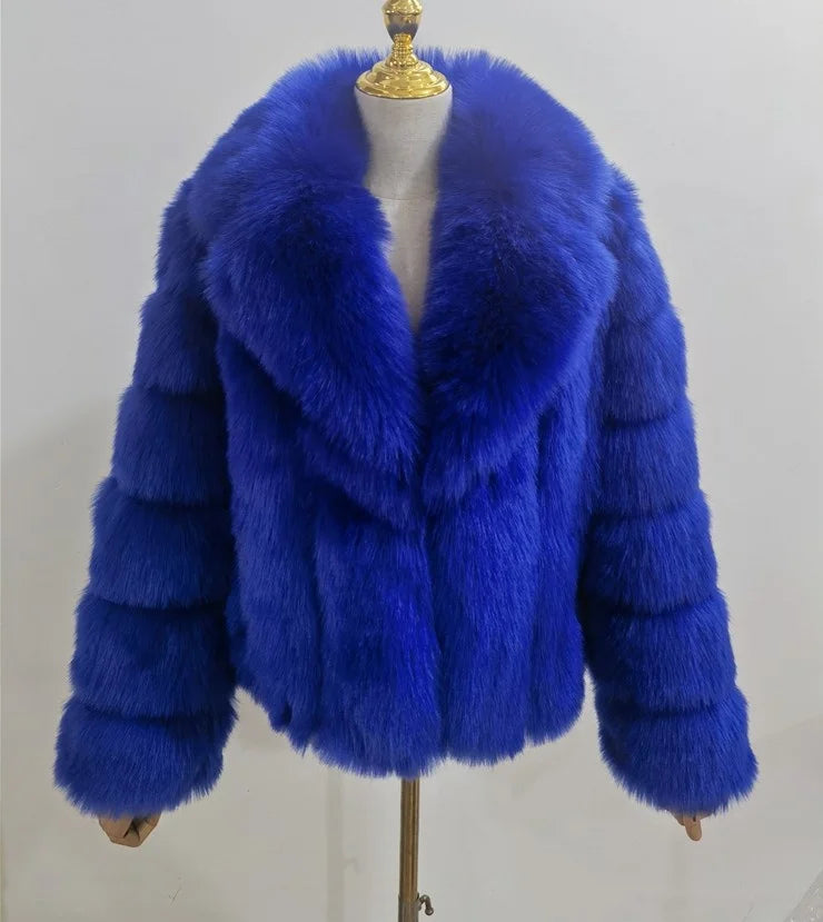 8 Colors S-6XL Plus Size Women's Winter Warm Artificial Fur Top Cropped Bubble Women Coat Jacket Cool Street Outerwear Luxury Female Mink Hair Warm Fur Coats Women Winter Apparel Supplies