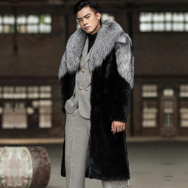 Low-Price Sales are Limited NEW PLUS SIZE S-6XL Luxury Men's Mink Coat Winter Warm Snow Outerwear Evening Nightclub Party Long Trench Coat Fur Husband Boyfriend Lover Gifts Men Male Luxury Fashion Apparel Supplies Clothing Pr