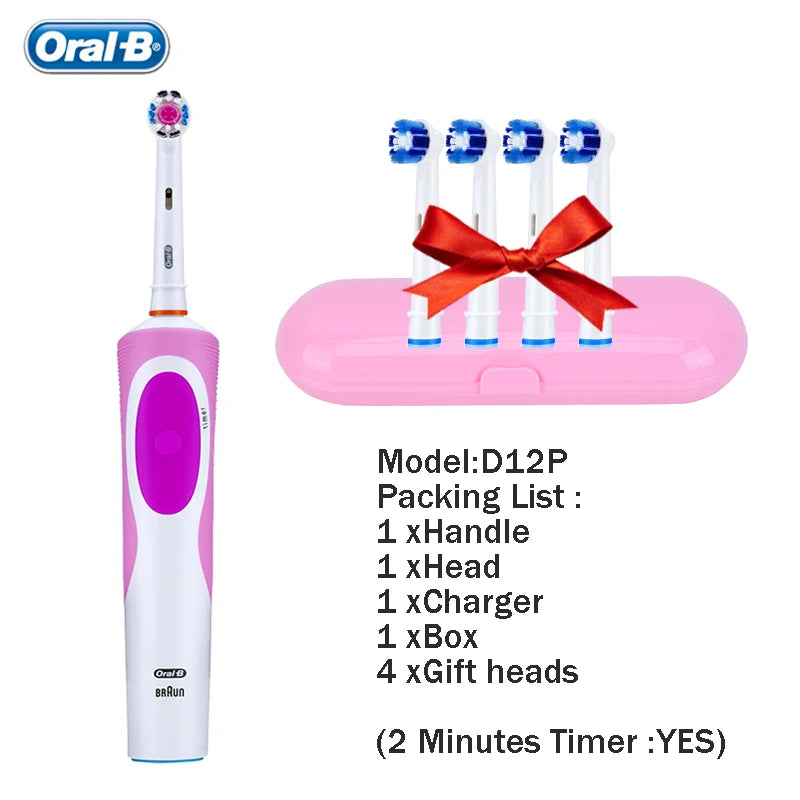 Original Oral-B Set Vitality 2D Electric Toothbrush Rechargeable Smart Teeth Whitening with Replacement Tooth Brush Heads Oral B Nozzles Women Men Oral Hygiene Accessories Personal Care Supplies