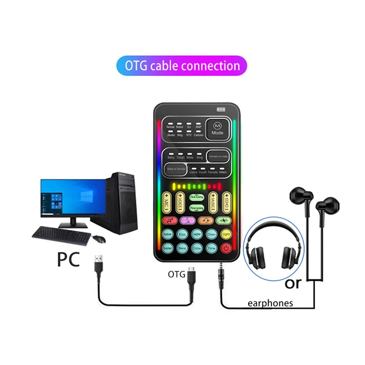 Voice Changing Live Sound Effects Mixer Card Voice Changer Mobile Phones Game Device I9 Sound Portable  for Broadcast Live Mobile Computer  Laptop Connecting Electronic Devices Accessories