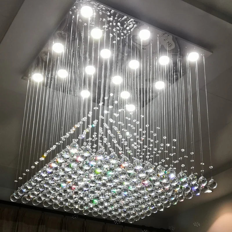 HOT SALE Villa Home Hotel Lobby Square Atmospheric Pyramid Hanging Line K9 Crystal Luxury Lamp Living Room Licht Modern Restaurant Chandelier Art Decoration Luxury Chandelier