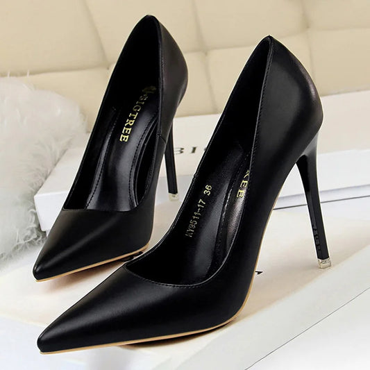 Just Arrived 10.5cm 7 Colors Handmade Leather Shoes Women Pumps Fashion High Heels Shoes Black Pink White Shoes Women Wedding Formal Shoes Ladies Stiletto Women Heels