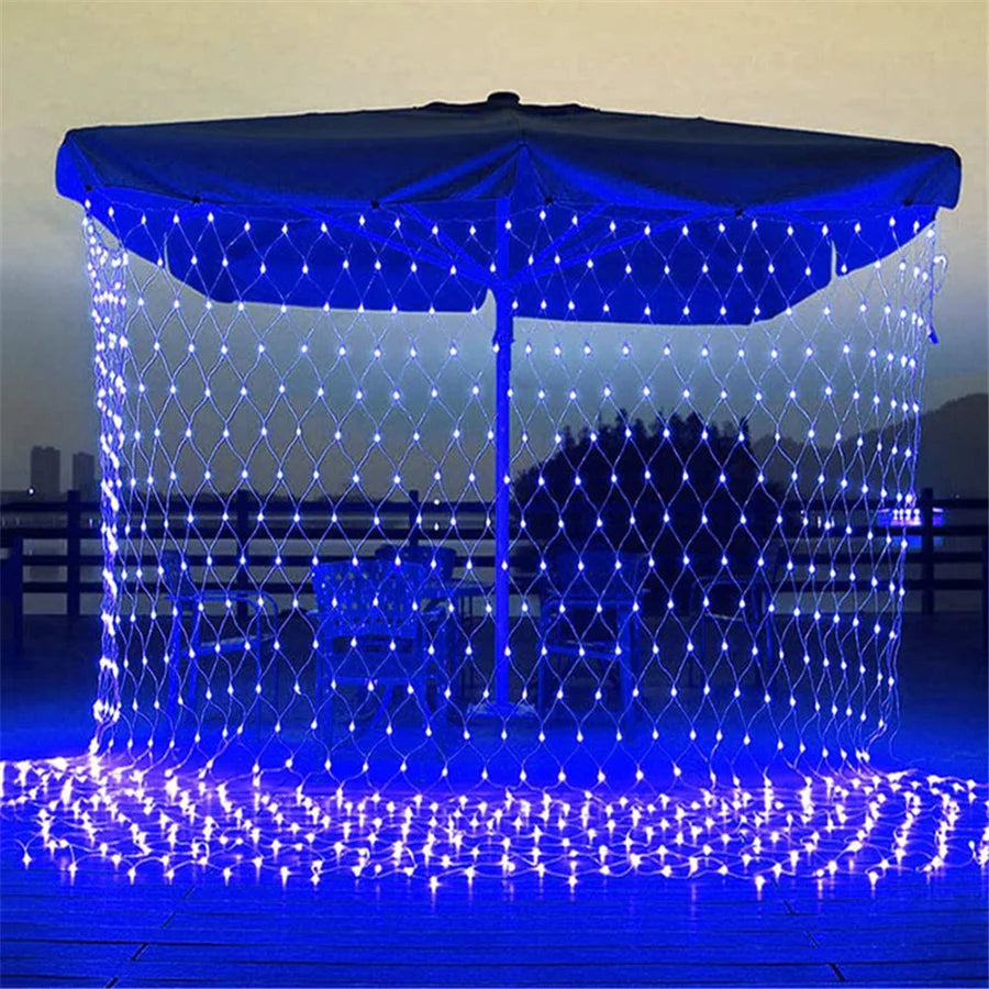 NEW Arrivals Waterproof 2x2M 3x2M LED Net Mesh Fairy String Lights Garland Window Curtain Christmas Garden Lights Wedding Party Holiday Light Outdoor Holiday Decoration Supplies