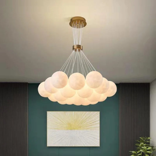 NEW Arrivals Home Living Room Planet Light Bulb Bubble Ball Pendant Lamp Moon Living Room Lamp Creative Glass French Cream Style Nordic Bedroom Lamps Home Lighting Supplies
