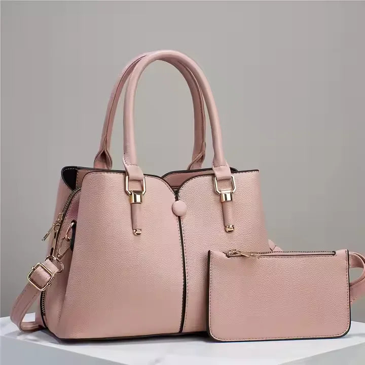 2 PCS Set 8 Colors Female Luxury Classic Handbag Set Fashion Crossbody Shoulder Bag Big Women's Tote Bags