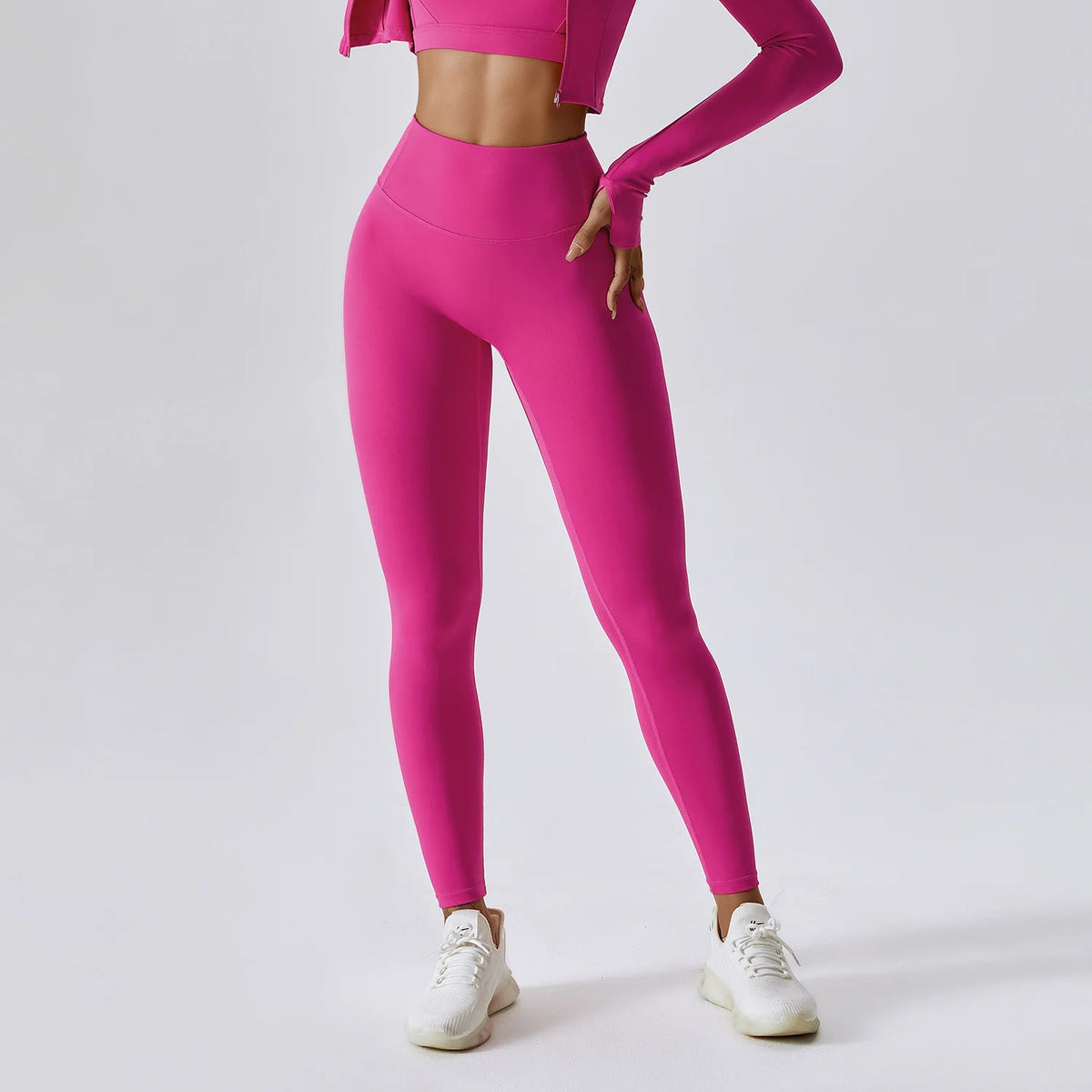 Women Yoga Workout Clothes Sports Gym Legging Seamless Fitness Zip Long Sleeve Crop Top Yoga Suit Sportswear Workout Women Sports Apparel Supplies