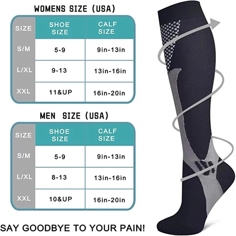 Running Men Women Compression Socks For Football Anti Fatigue Pain Relief 20-30 Mmhg Black Compression Socks Fit For Sport Socks