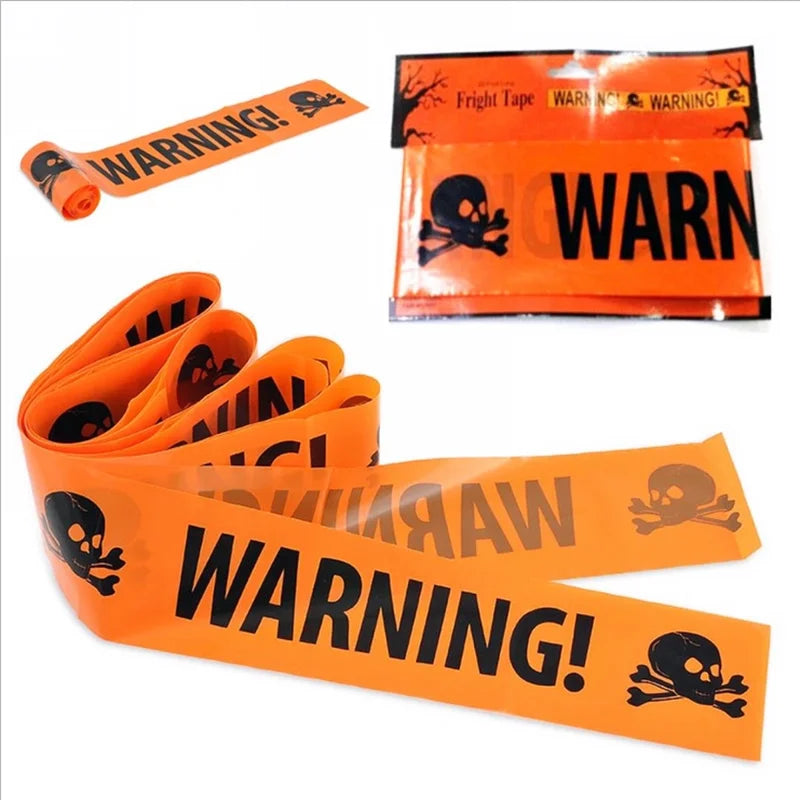 NEW 1PC 6-9M Halloween Props Window Prop Warning line Plastic Skull Head Warning Tape Signs Halloween Decoration Witch Balloons lot
