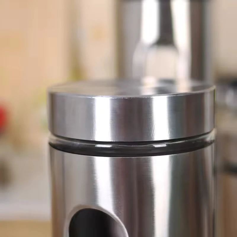 NEW 600/950/1300/1800ml Food Storage Bottles Stainless Steel Clear Dry Food Container with Lids Kitchen Durable Cereal Dispenser Rice Beans Spice Storage Jars Kitchenware Accessories Cooking Tools