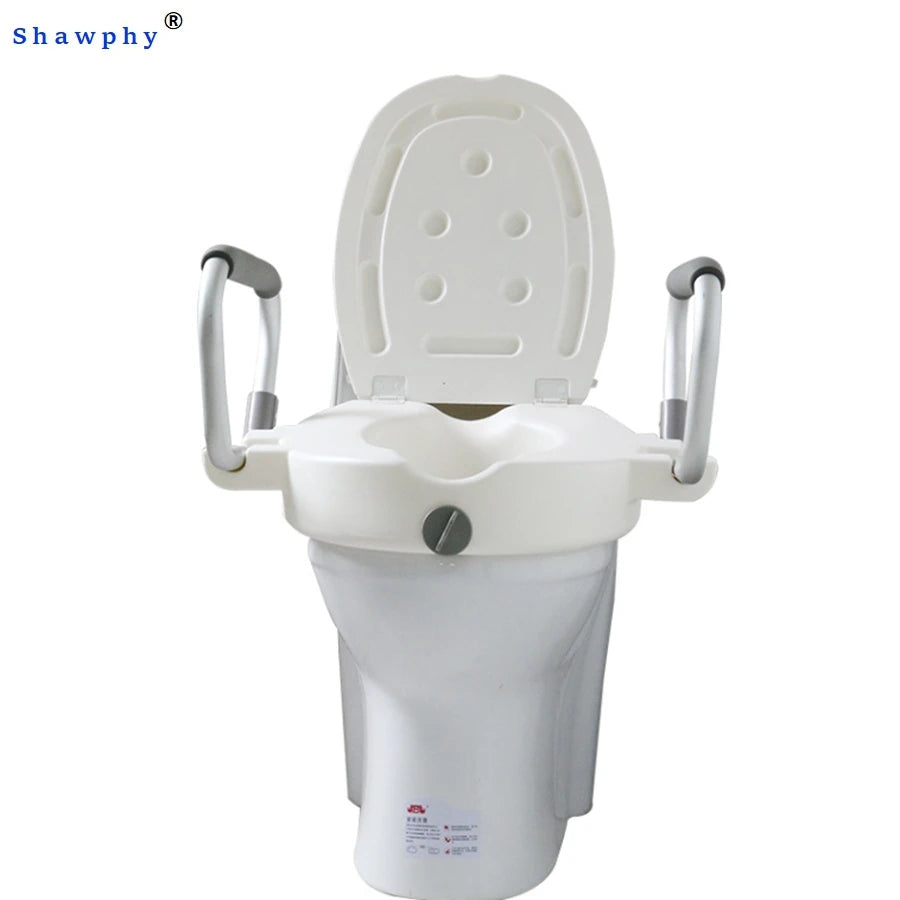 Raised Toilet Seat with Armrest Cover Aluminum Bathroom Safety Equipment for Rehabilitation Therapy Elderly Disable People