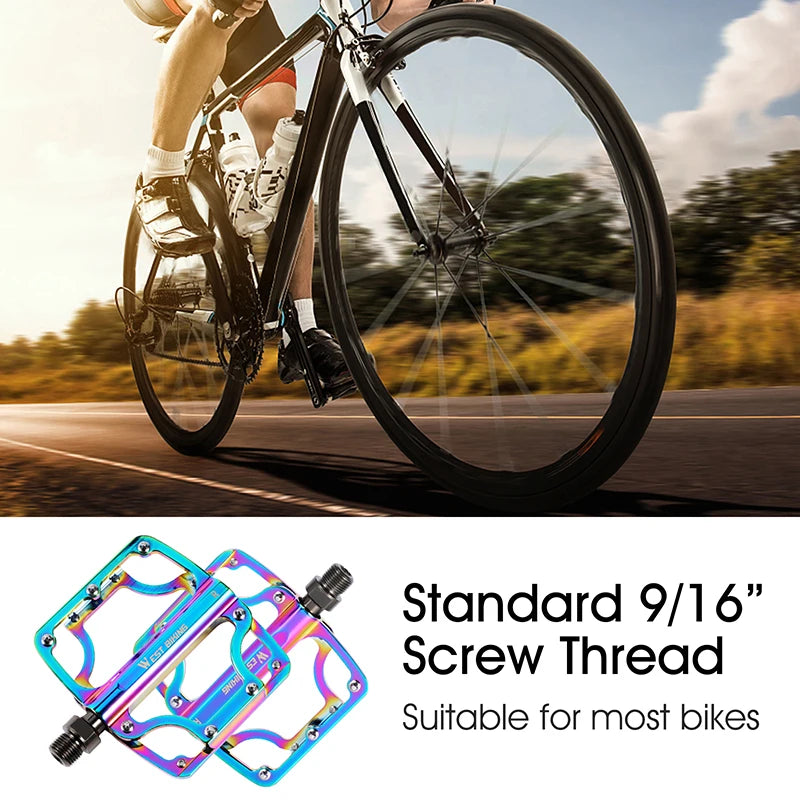 Bicycle Pedals 3 Bearings CNC Ultralight MTB Road Bike Part Colorful Anti-slip Flat BMX Pedals Cycling Accessories