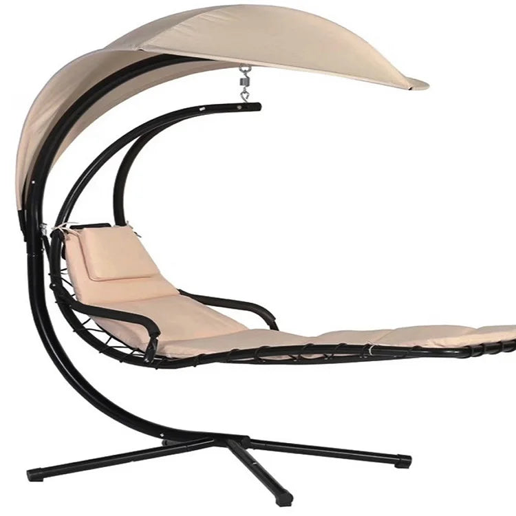 Villa Home Outdoor Swimming Pool Wrought Iron Wine Red/Khaki Color Swing Chair Leisure Rocking Relaxation Chair Bed Courtyard Balcony Moon Hammock Sun Lounge Chair Luxury Furniture Supplies