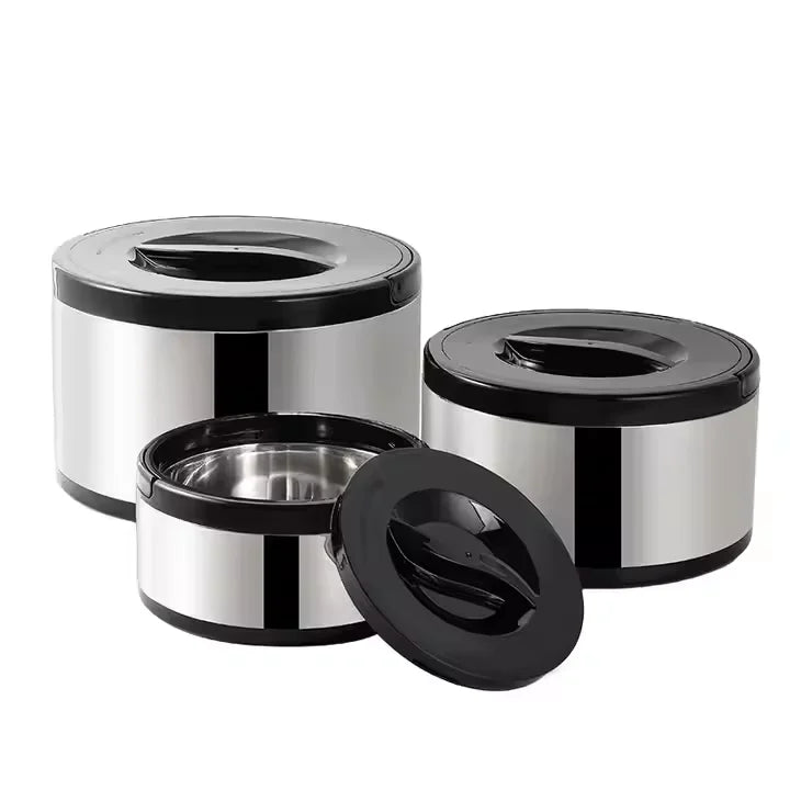 3 PCS Set Green/White/Black Colorful 304 Stainless Steel Fresh-Keeping Pot 2/4/8L Large Capacity Handle Insulated Bucket Double Food Containers Lunch Box Picnic Outdoor Camping Kitchenware Supplies Cooking Tools Set