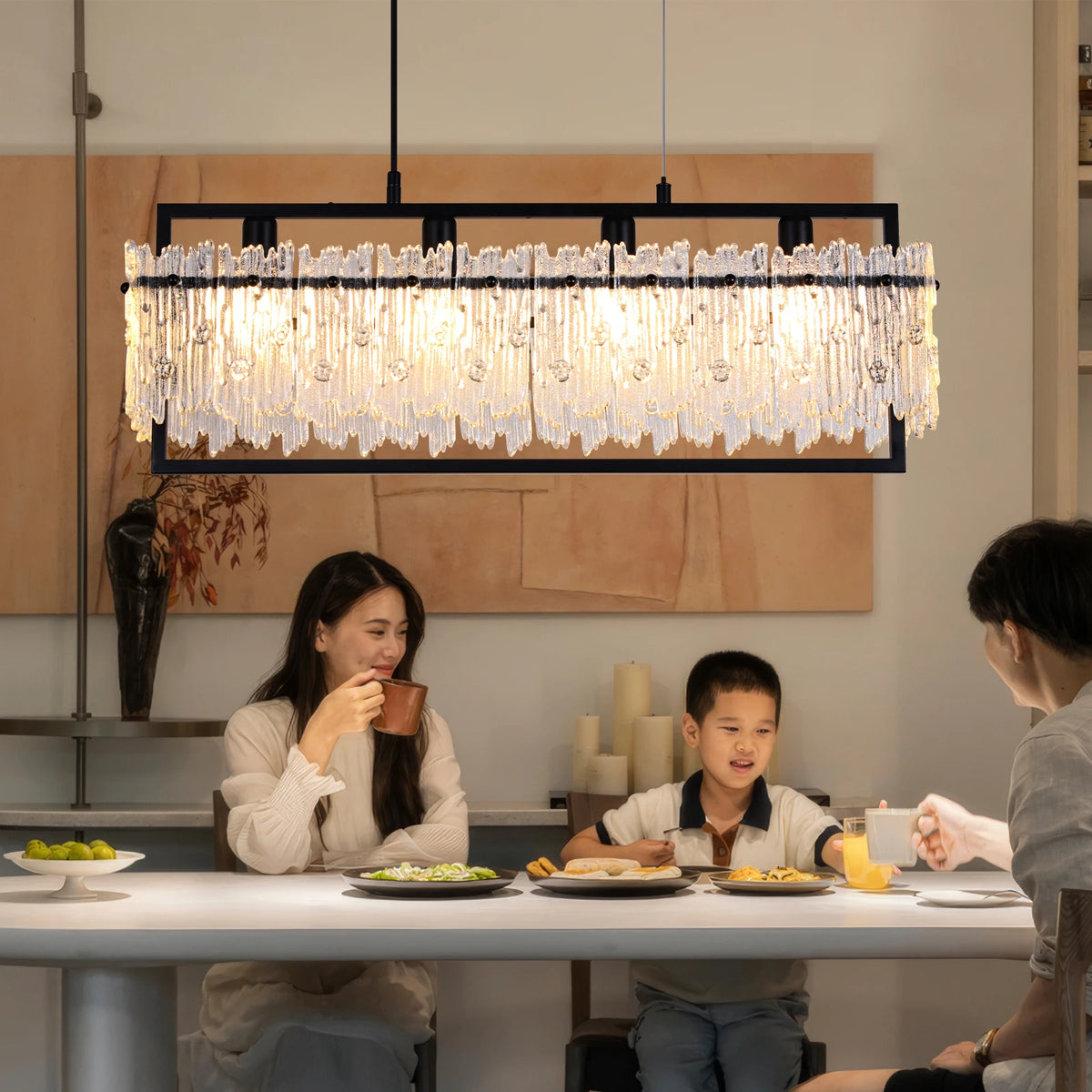 Modern New Design Luxury Chandelier For Home Living Room Suspension Lamp Indoor Villa Hanging Lamp Glass LED Pendant Lights