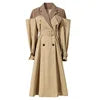 NEW Arrivals  Autumn Winter Vintage Unique Patchwork Lacing Slim Long England Elegant Baggy Pocket Trench Dress Windbreaker Coat Women's Jackets