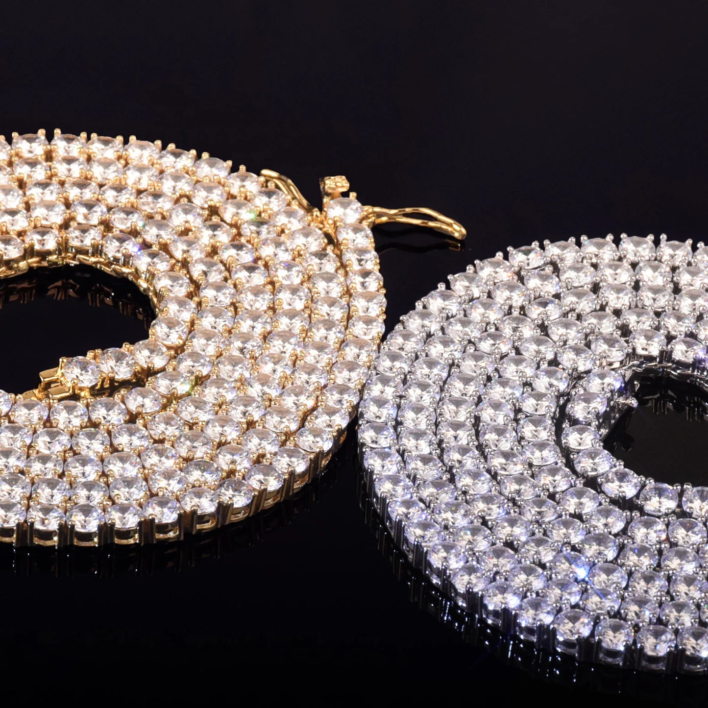 Luxury Gold Color Chain 4mm 5mm 6mm One Row Zircon Necklace Link For Men Women Hip Hop Jewelry Accessories