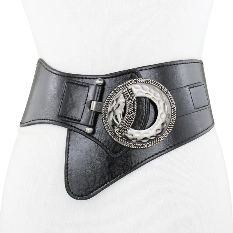 NEW Arrivals Lady Luxury Real Leather Dress Belt Female  High Elastic Wide Belt Women's Retro Decorative Down Jacket Belts Leather Waist Cover Waistband Girls Ladies Luxury Fashion Apparel Accessories Supplies