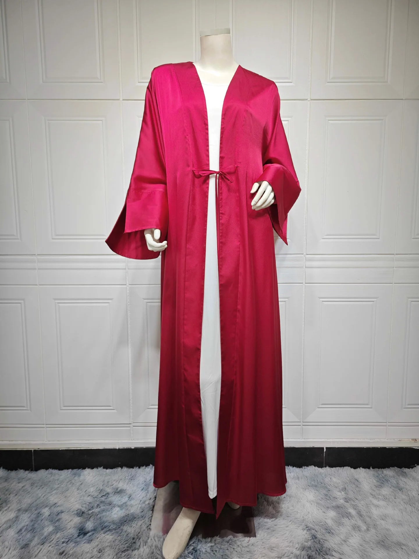 10 Colors S-2XL Plus Size Islamic Arabic Turkish Elegant Modest Breathable Dress Top Coat Eid Al-Adha Robe Islamic Clothing Kimono Open Abaya Dubai Prayer Ramadan Muslim Ladies Apparel Clothing Supplies
