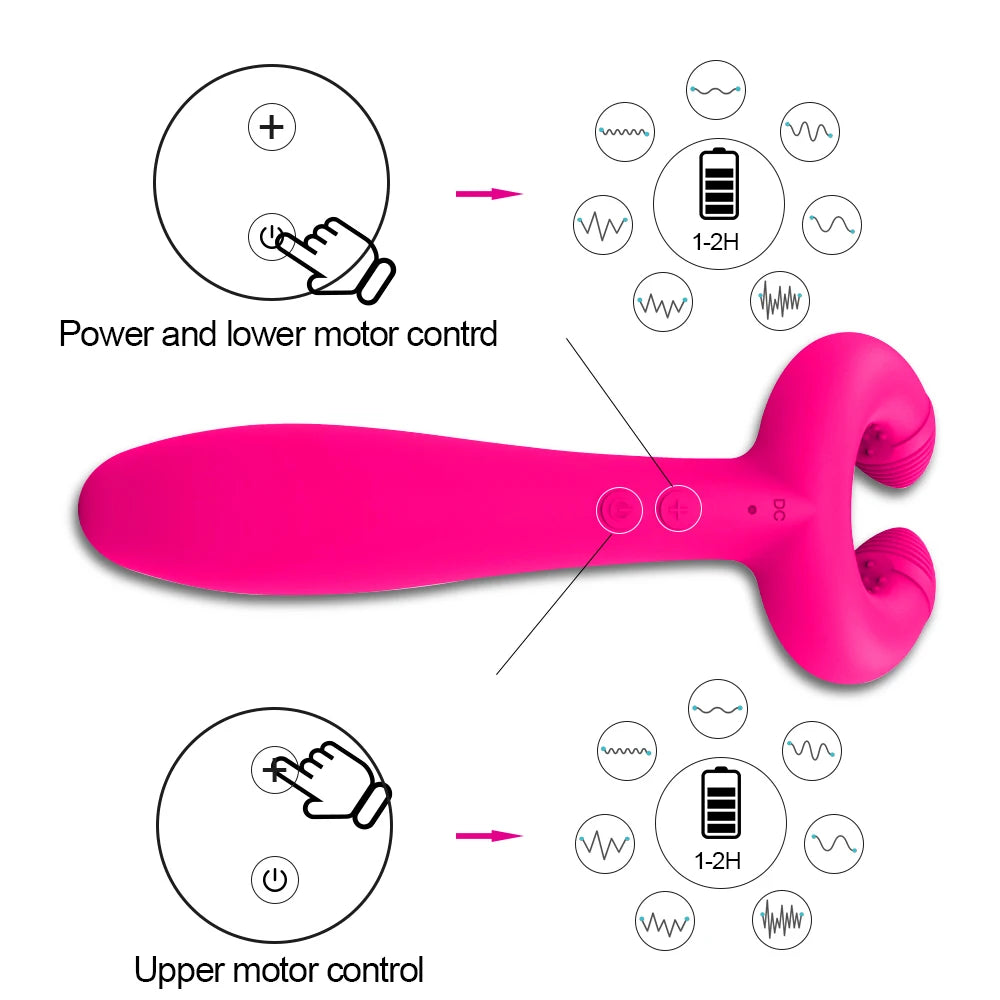 Adult G-Spot 3 Motors Dildo Vibrator Anal Vagina Double Penetration Clitoris Penis Stimulator Sex Toys for Women Men Couples Adults 18