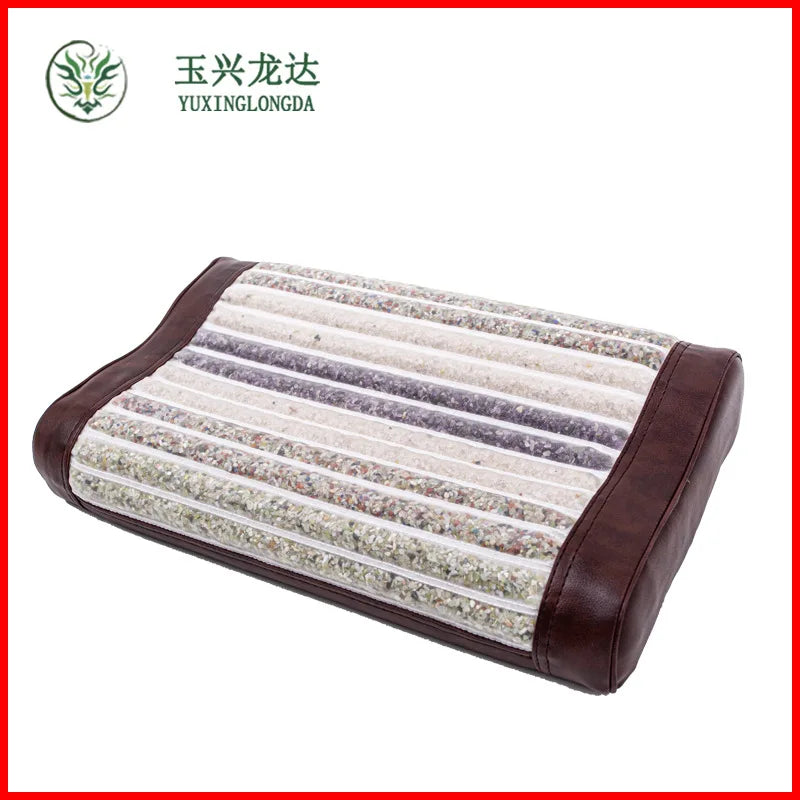 Natural Jade Crystal Tourmaline Memory Foam Jade Pillow Ergonomic Cervical Neck Support Cooling Sleep Pillow for Adult Night Rest Relaxation Head Massage Accessories Health Care Supplies