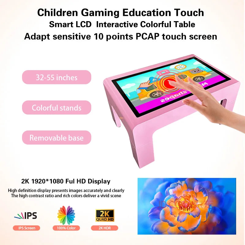 32* Inch Kids Interactive 10Point PCAP Touch Screen Educational Table Waterproof Games  Interactive Training Table for Kindergarten Children