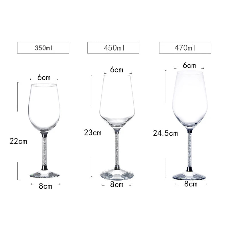 2 PCS Set Luxury Wine Glasses Crystal Champagne Flute Hand Blown Lead-Free 230/360/470/600ML Glass Cup Good Gifts for Wedding Anniversary Christmas Wine Home Restaurants Hotels Barware Accessories