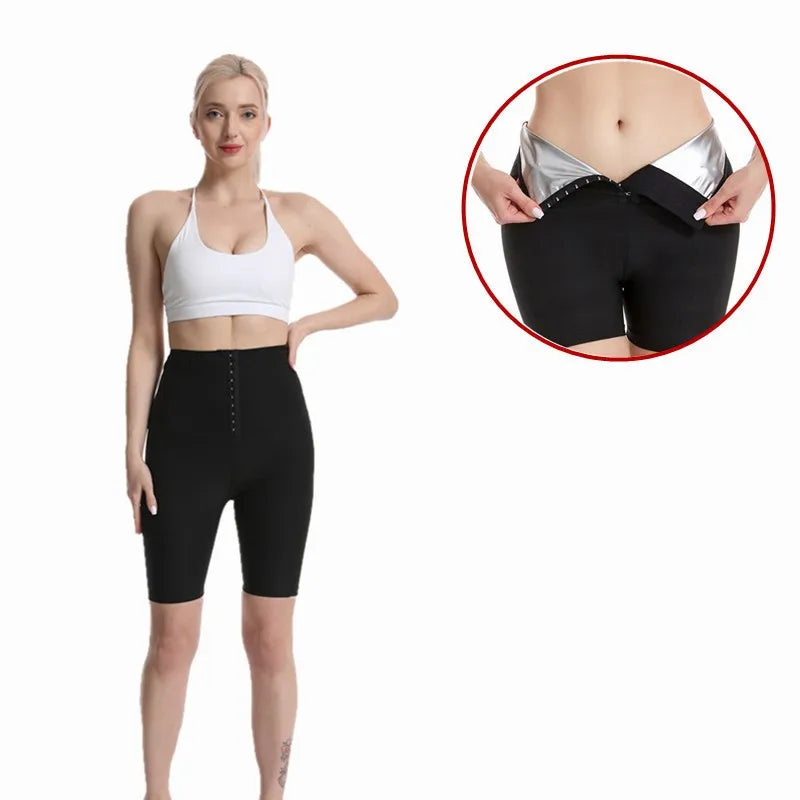 S-5XL Custom High Waist Women's Elastic Training Shorts Body Shaper Biker Sweat Trainer Leggings for Home Yoga Weight Loss Sauna Pants