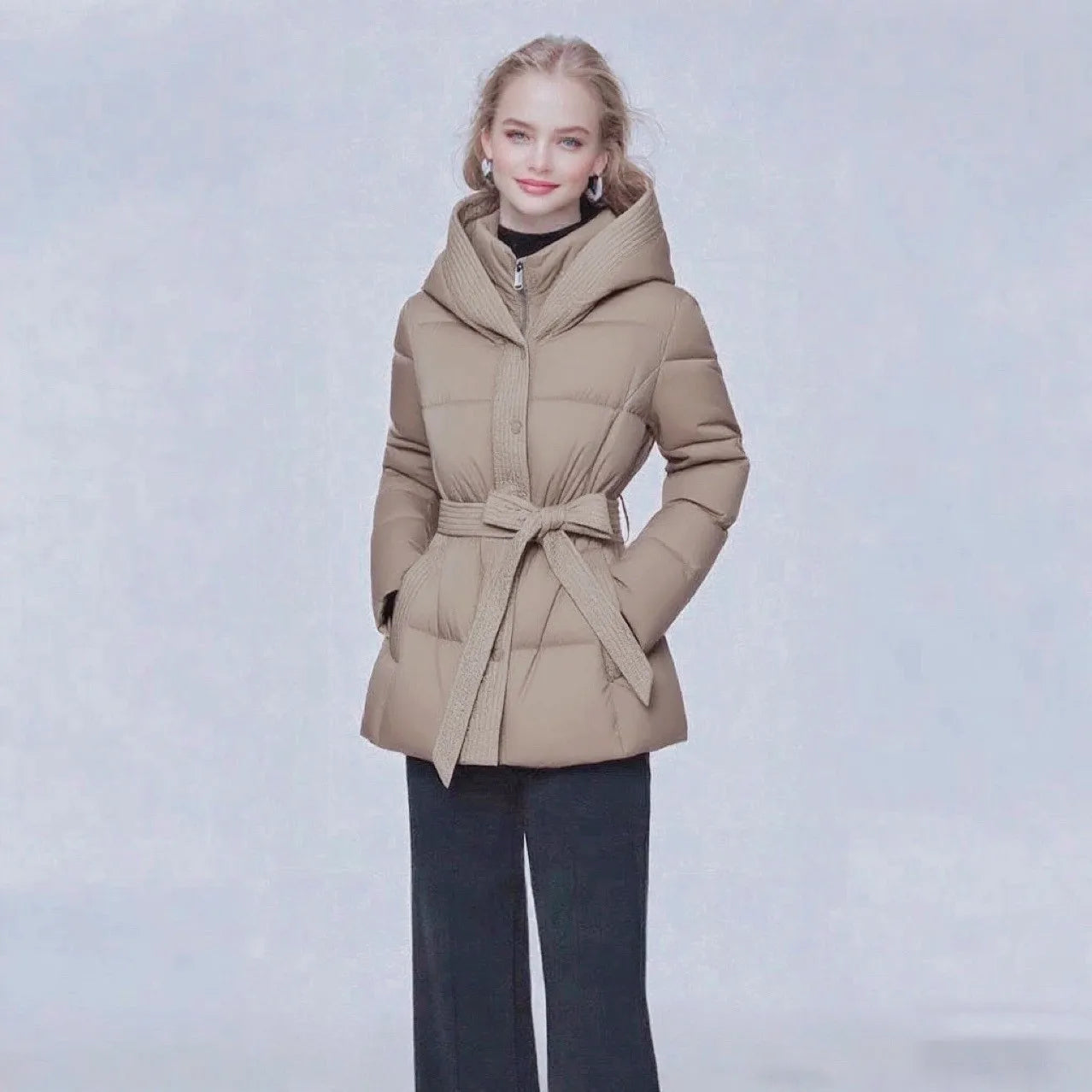 BEST PRICE S-2XL 4 Colors Women Slimming Short Cotton Jacket Women's Thick Winter Coat with Hood Distring Waist Slim Snow Boots Outerwear for Ladies