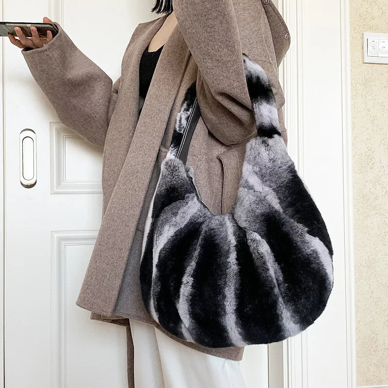 BEST PRICE Women's Luxury Authentic Chinchilla Color Real Rex Rabbit Fur Clutch Purse Stylish Envelope Bag Handbag Fashionable Winter  Autumn Ladies Luxury Apparel Accessories