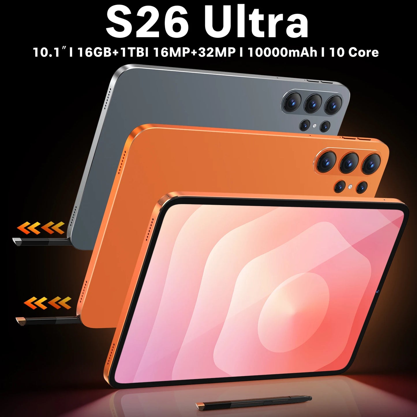 New 16G+1TB S26 5G Dual SIM Tablet PC Fast Big Screen Android 15 WI-FI Global CDMA LTE Octa Core Multi-Languages Support