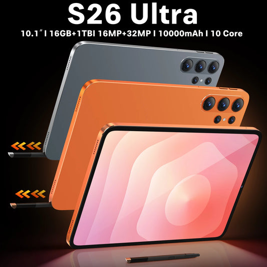 New 16G+1TB S26 5G Dual SIM Tablet PC Fast Big Screen Android 15 WI-FI Global CDMA LTE Octa Core Multi-Languages Support