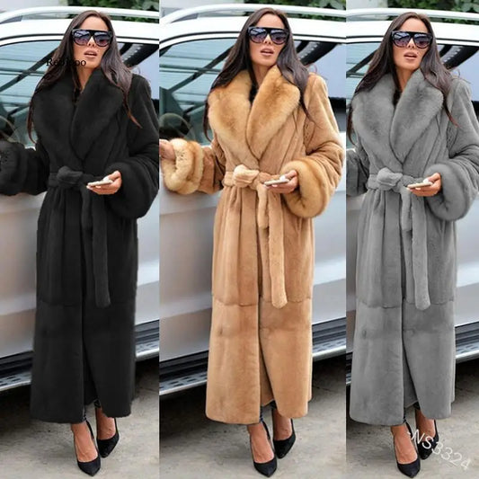 NEW Arrivals S-5XL 5 Colors Winter Long Luxury Faux Fur Coat Long Sleeve Mink Fur Coats Overcoat Women Outerwear Ladies Winter Luxury Fashion Apparel Products