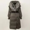 Customer Most Loved 5 Colors S-2XL Women Winter Warm Top Quality Puffer Long Coat Down Padding Snow Outerwear Jacket With Natural Fox  Fur Collar Ladies Winter Apparel Supplies