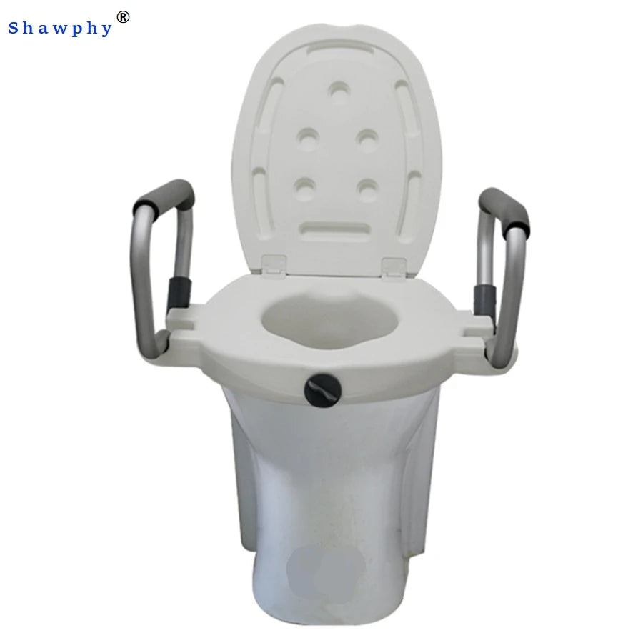 Raised Toilet Seat with Armrest Cover Aluminum Bathroom Safety Equipment for Rehabilitation Therapy Elderly Disable People