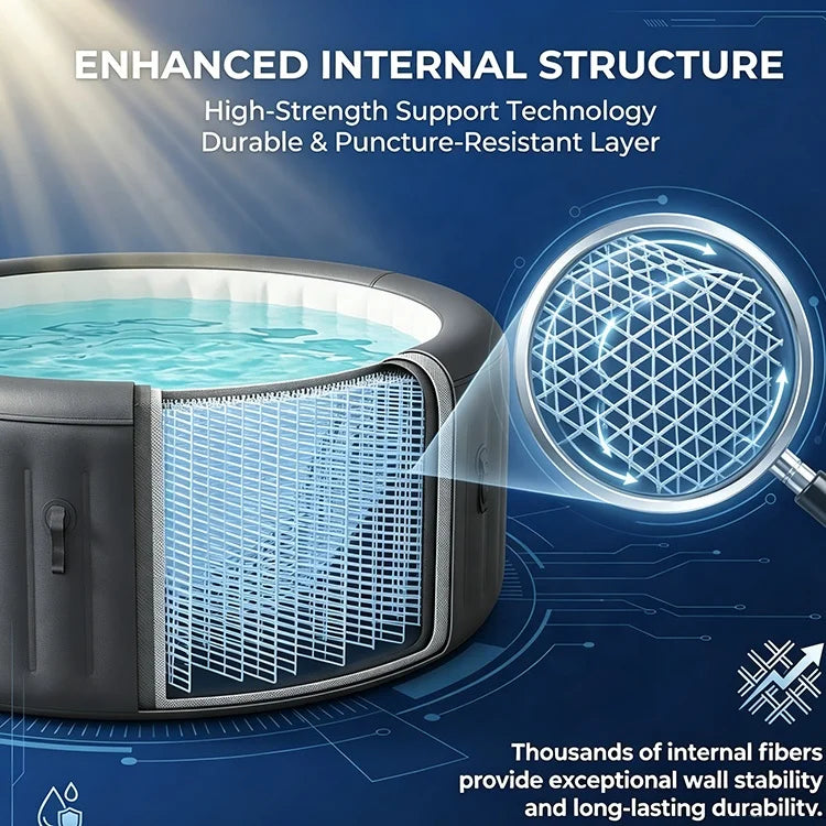 NEW Arrivals 216cm Inflatable Spa 1726Lt Large Capacity Electric Power Hot Tub for 5-7 Person Portable Massage Jacuzzi Pool with 170 Air Jets & Rapid Heating 40*C Air Bubble Bath Fitness Recovery Health Care Massage Supplies