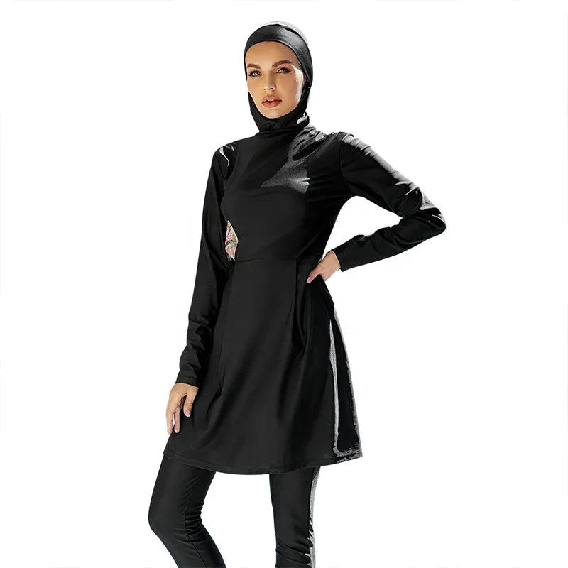 3 PCS Set S-XL Islamic Arabic Modest Long Sleeve Swimwear Beach Fully Surrounded and Stitched Burkini Conservative Ladies Beachwear Swimsuit Muslims Summer Bathing Apparel Sets Clothing Supplies