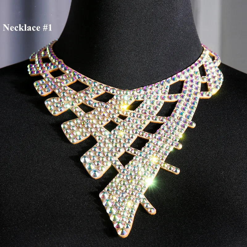 NEW Arrivals 18 Patterns Luxury Belly Dance Sparkle Necklace Jewelry Competition Dancer Accessory Shine Dancing Necklace Stage Performance Costume Egypt Show